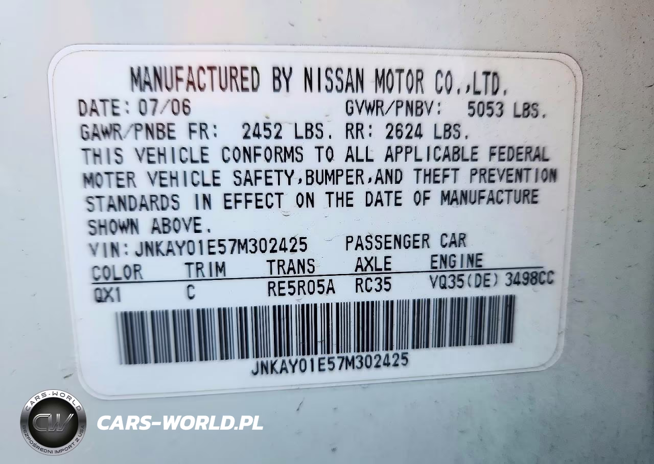 2007 Infiniti M35 Base VIN:JNKAY01E57M302425 - 12