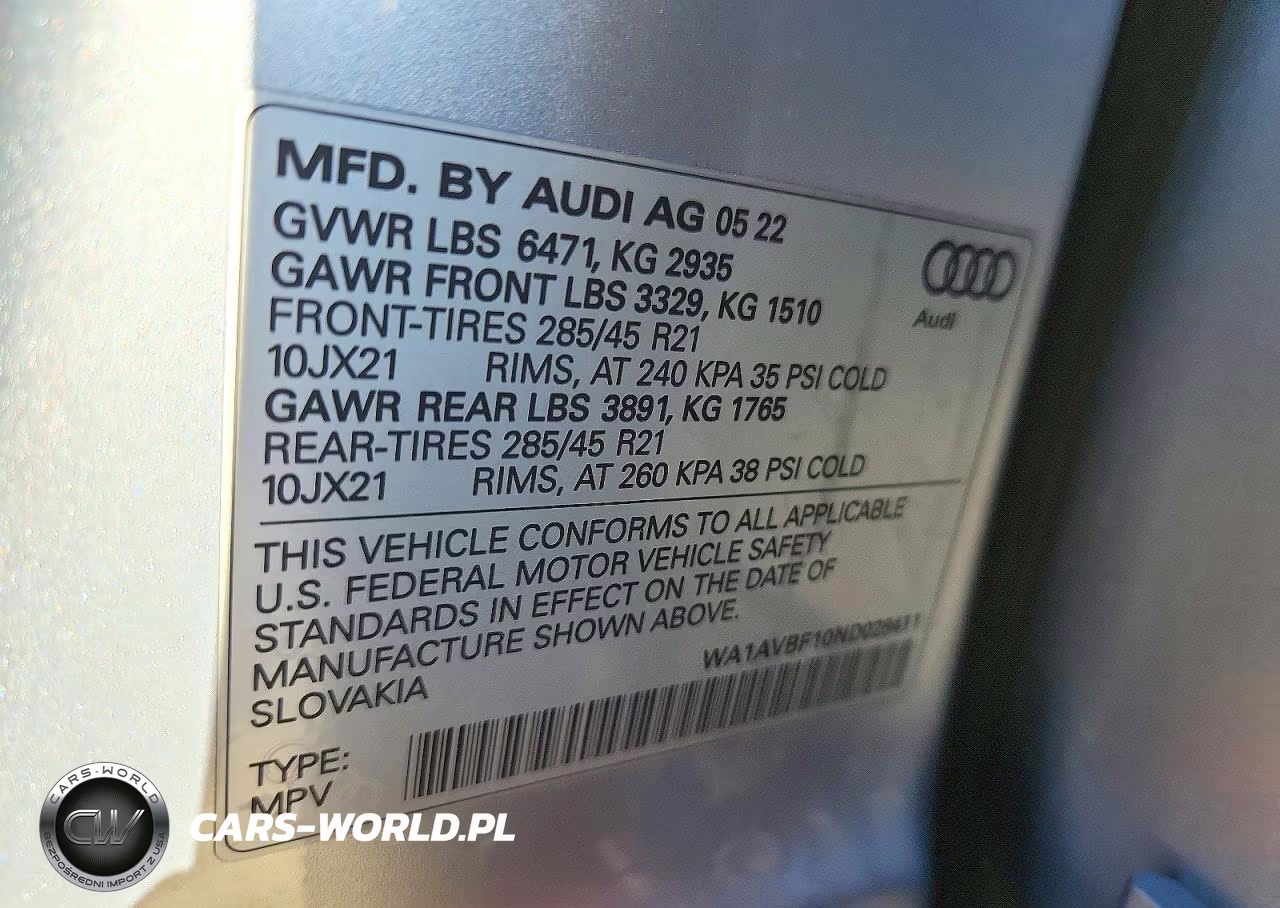 2022 Audi Q8 Premium VIN:WA1AVBF10ND028411 - 13