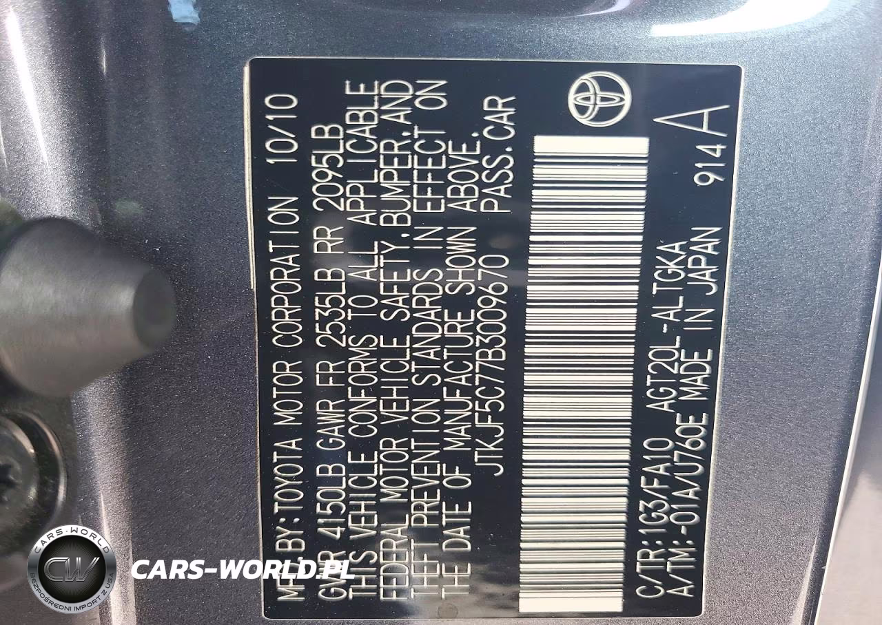 2011 Scion Tc Base VIN:JTKJF5C77B3009670 - 12