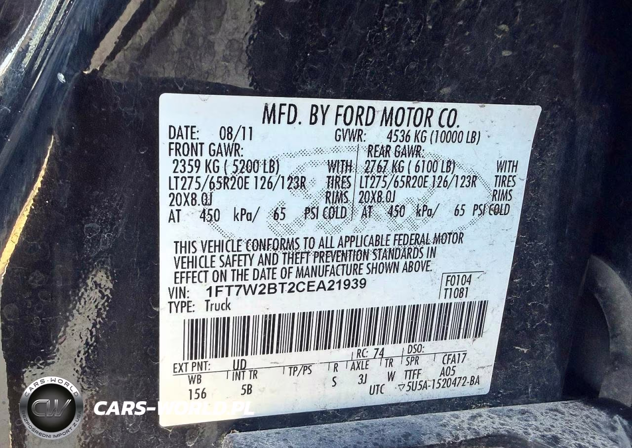 2012 Ford F250 Super Duty VIN:1FT7W2BT2CEA21939 - 10