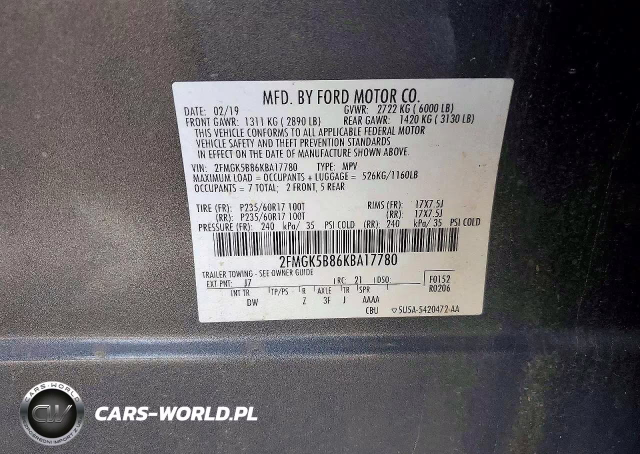 2019 Ford Flex Se VIN:2FMGK5B86KBA17780 - 13