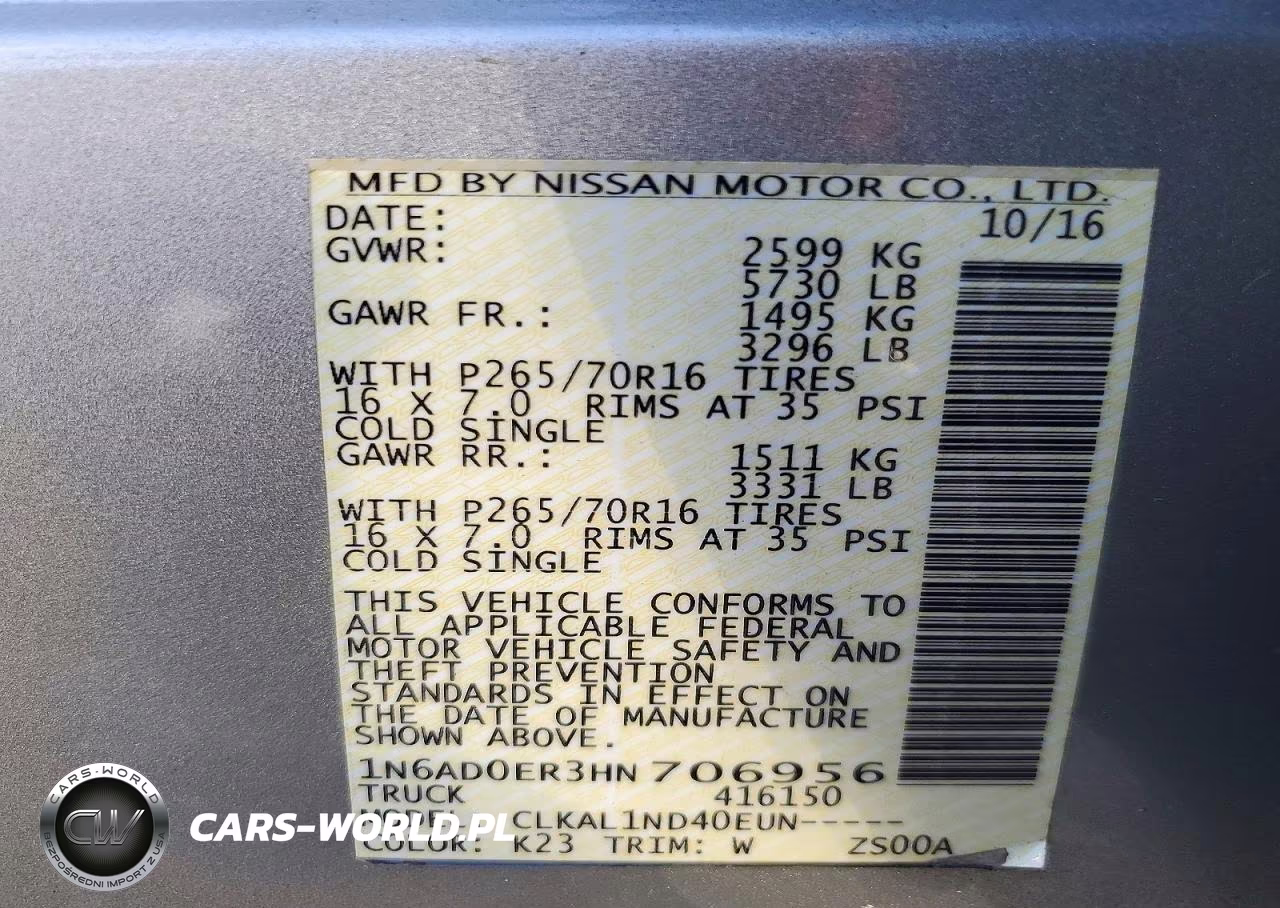2017 Nissan Frontier S VIN:1N6AD0ER3HN706956 - 13