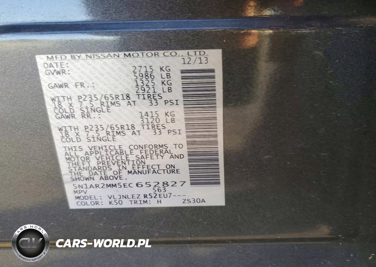 2014 Nissan Pathfinder Sv VIN:5N1AR2MM5EC652827 - 13