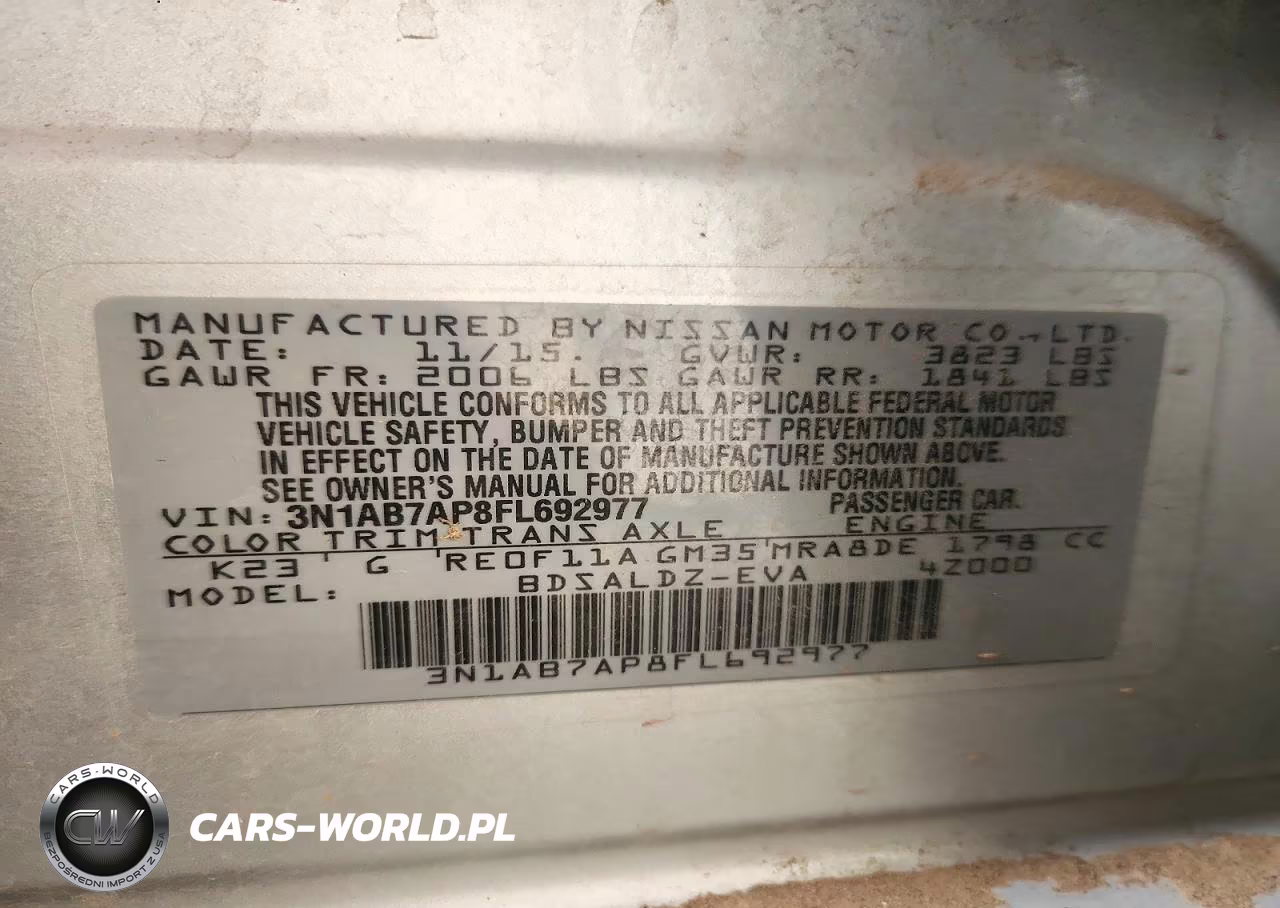 2015 Nissan Sentra Sv VIN:3N1AB7AP8FL692977 - 12