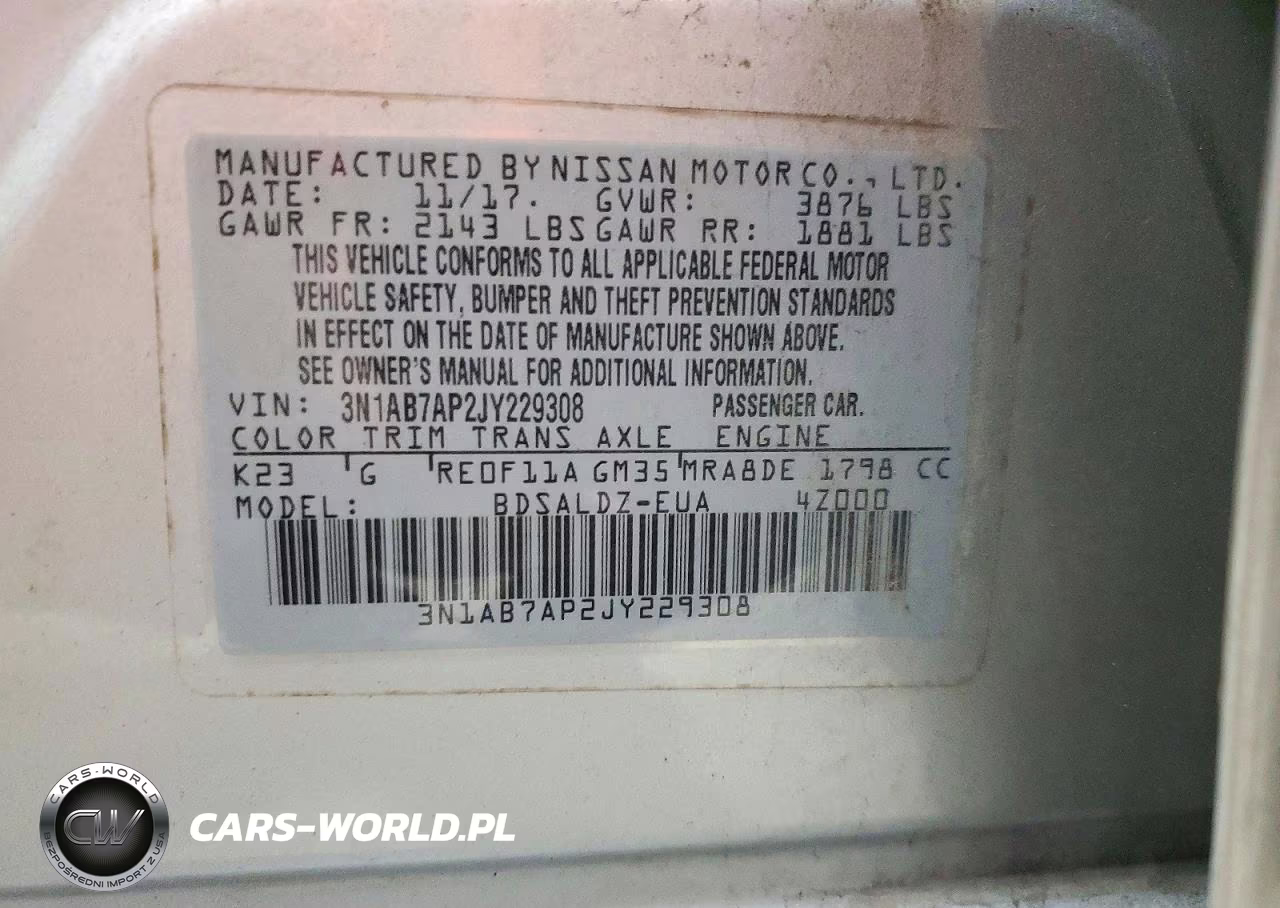 2018 Nissan Sentra Sv VIN:3N1AB7AP2JY229308 - 12