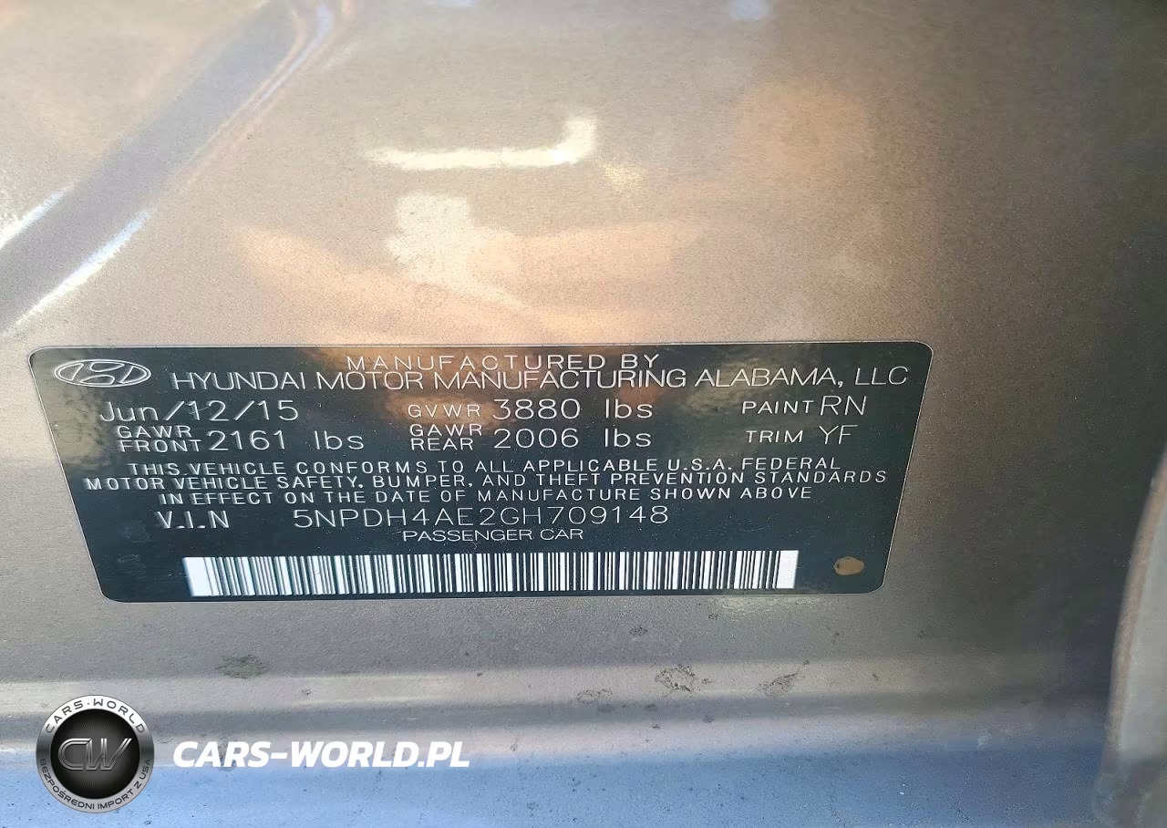 2016 Hyundai Elantra Se VIN:5NPDH4AE2GH709148 - 12