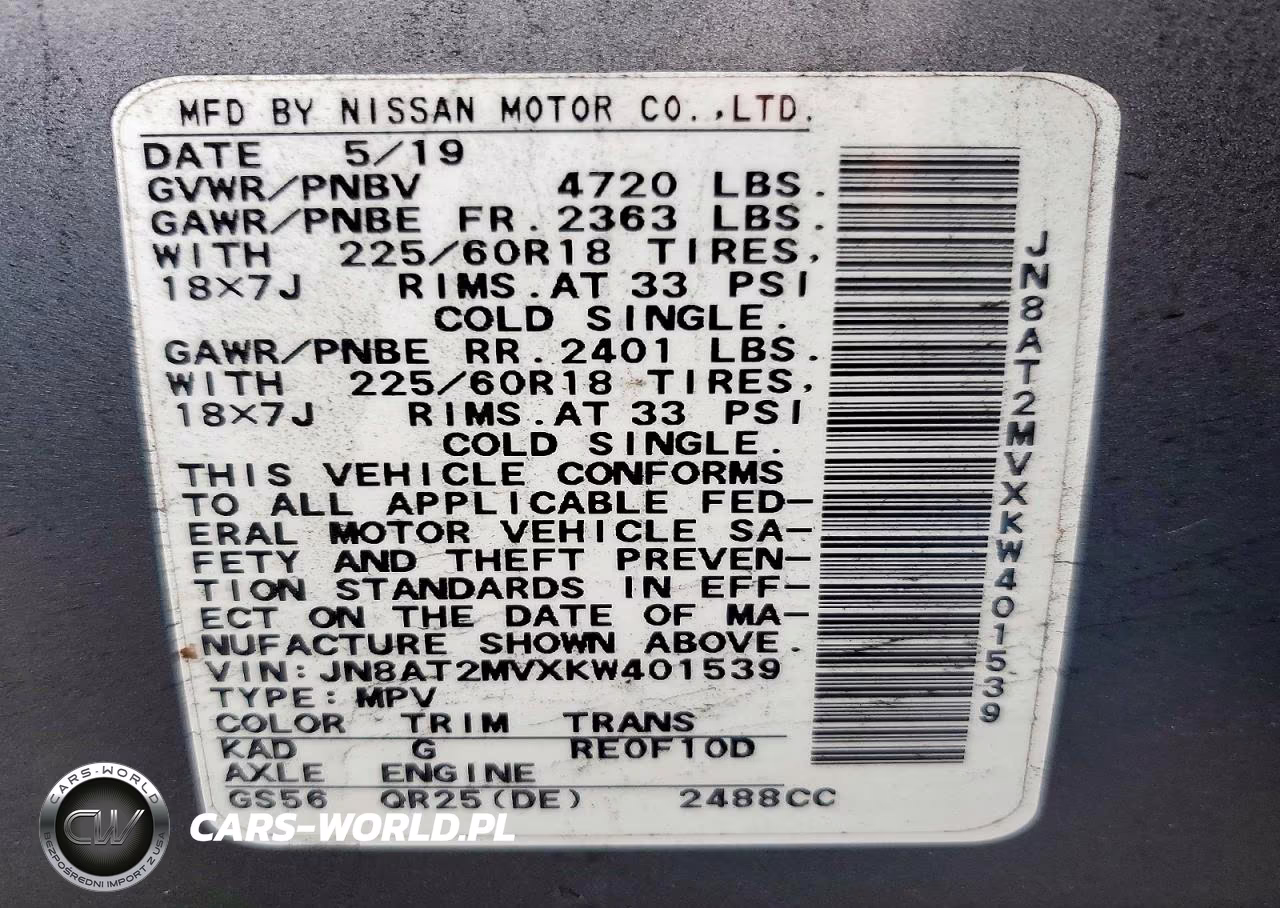 2019 Nissan Rogue Sv VIN:JN8AT2MVXKW401539 - 13