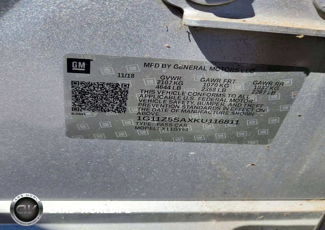 2019 Chevrolet Impala Lt VIN:1G11Z5SAXKU116811 - 12