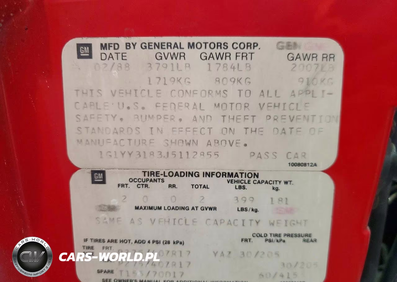 1988 Chevrolet Corvette VIN:1G1YY3183J5112855 - 12