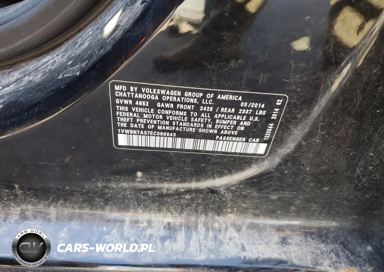 2014 Volkswagen Passat Se VIN:1VWBN7A37EC086843 - 12