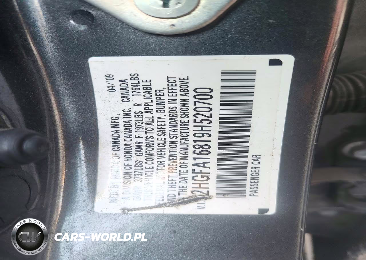 2009 Honda Civic Ex VIN:2HGFA16819H520700 - 12