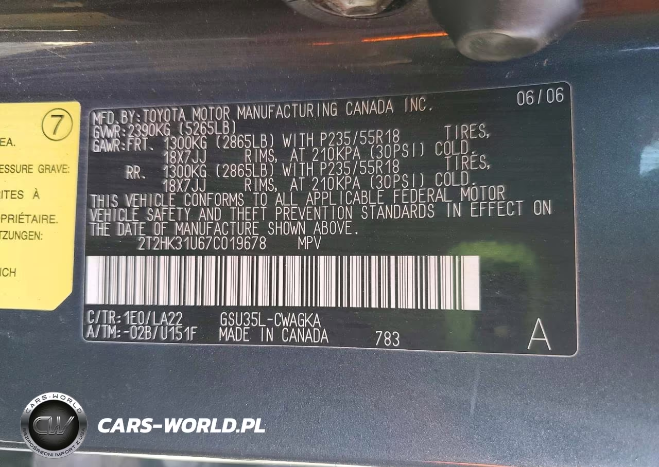 2007 Lexus Rx 350 VIN:2T2HK31U67C019678 - 13