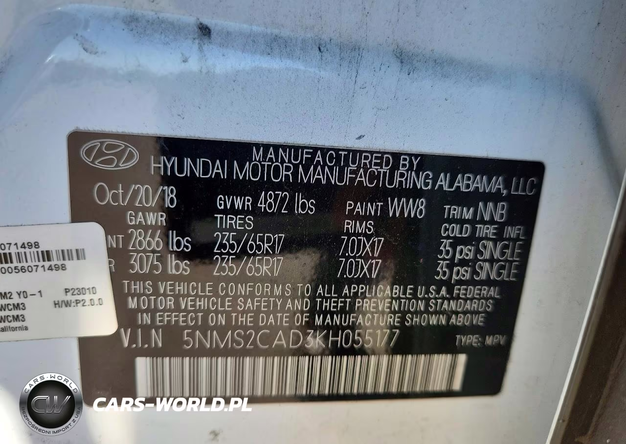 2019 Hyundai Santa Fe Se VIN:5NMS2CAD3KH055177 - 13