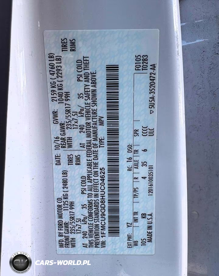 2017 Ford Escape Se VIN:1FMCU9GD8HUC04625 - 10