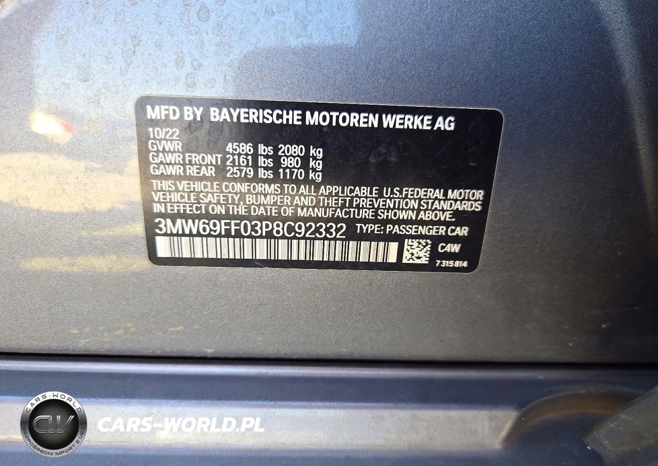 2023 BMW 330I VIN:3MW69FF03P8C92332 - 12