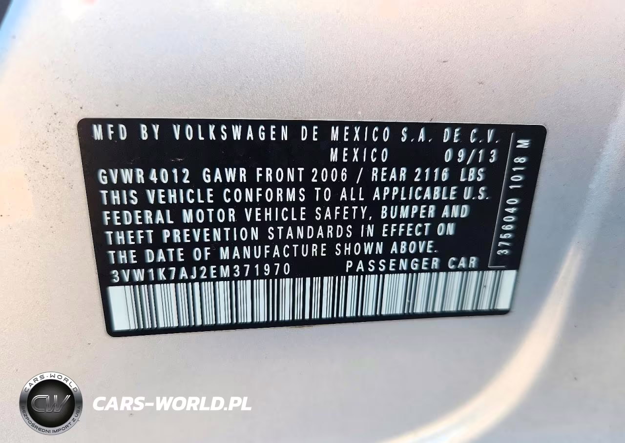 2014 Volkswagen Jetta Base VIN:3VW1K7AJ2EM371970 - 13