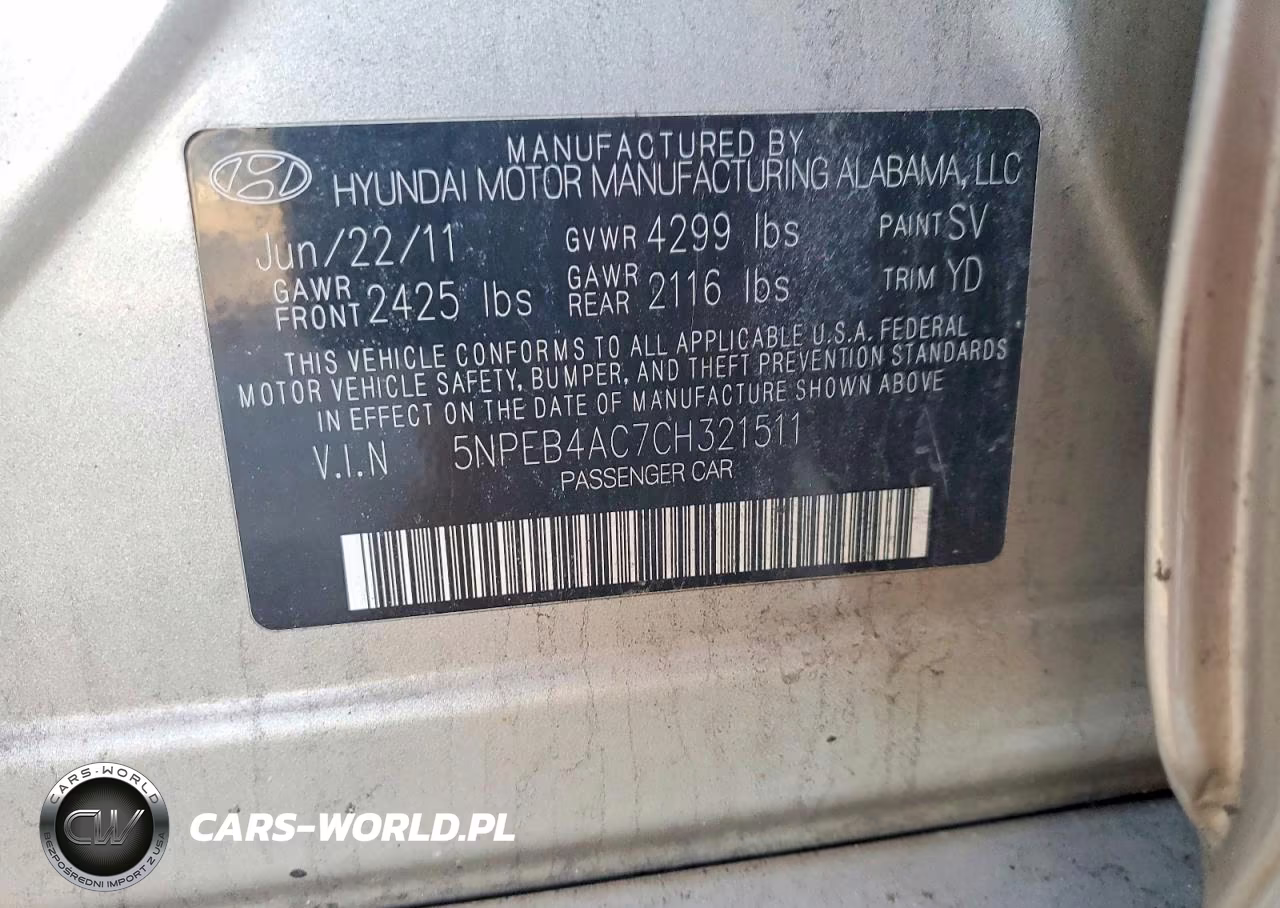 2012 Hyundai Sonata Gls VIN:5NPEB4AC7CH321511 - 12