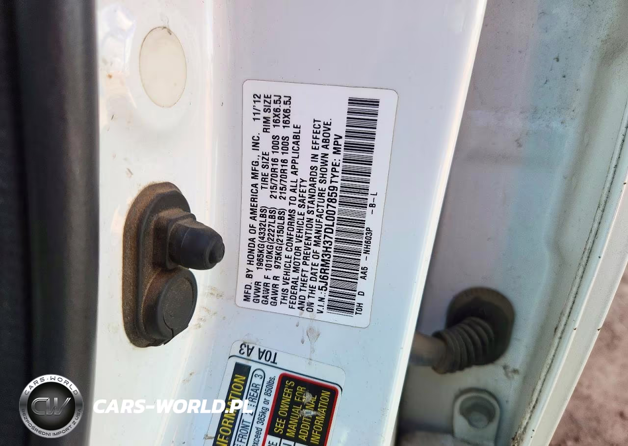 2013 Honda Cr-V Lx VIN:5J6RM3H37DL007859 - 13