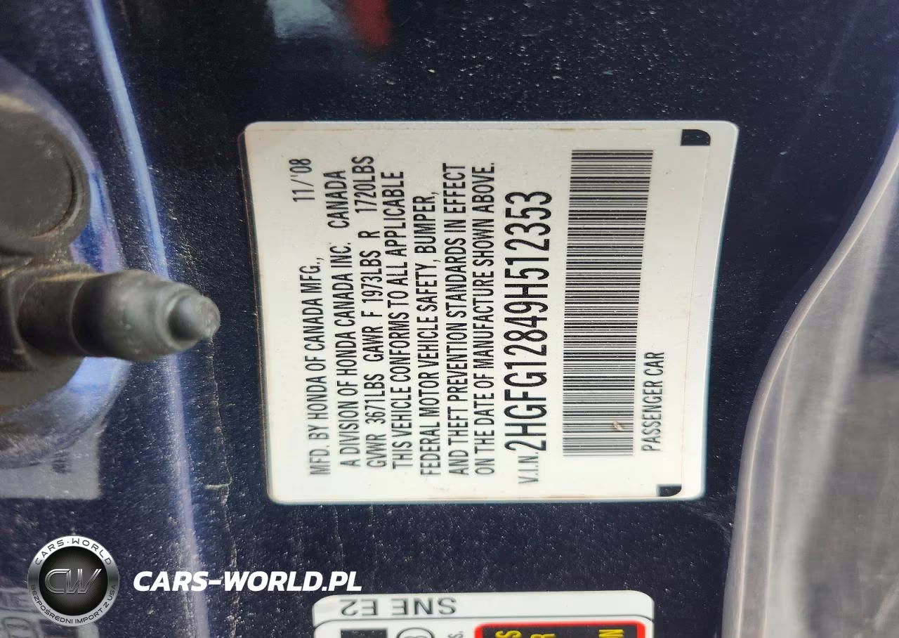 2009 Honda Civic Ex VIN:2HGFG12849H512353 - 12