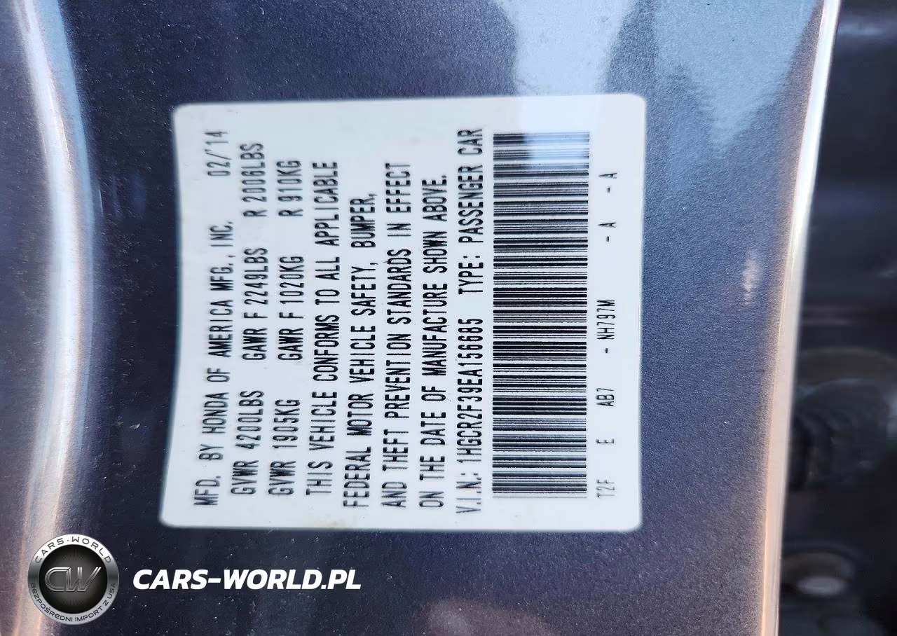 2014 Honda Accord Lx VIN:1HGCR2F39EA156685 - 13
