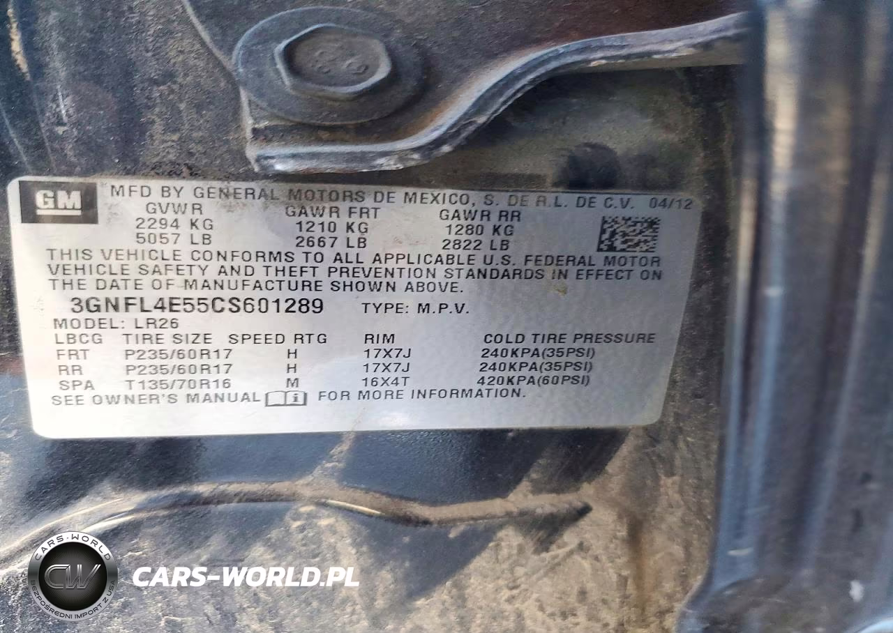 2012 Chevrolet Captiva Sport VIN:3GNFL4E55CS601289 - 13