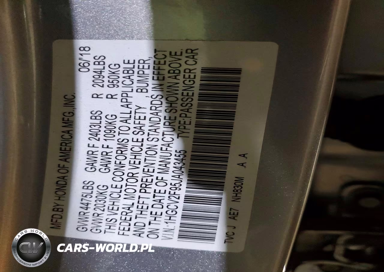 2018 Honda Accord Touring VIN:1HGCV2F95JA043455 - 12
