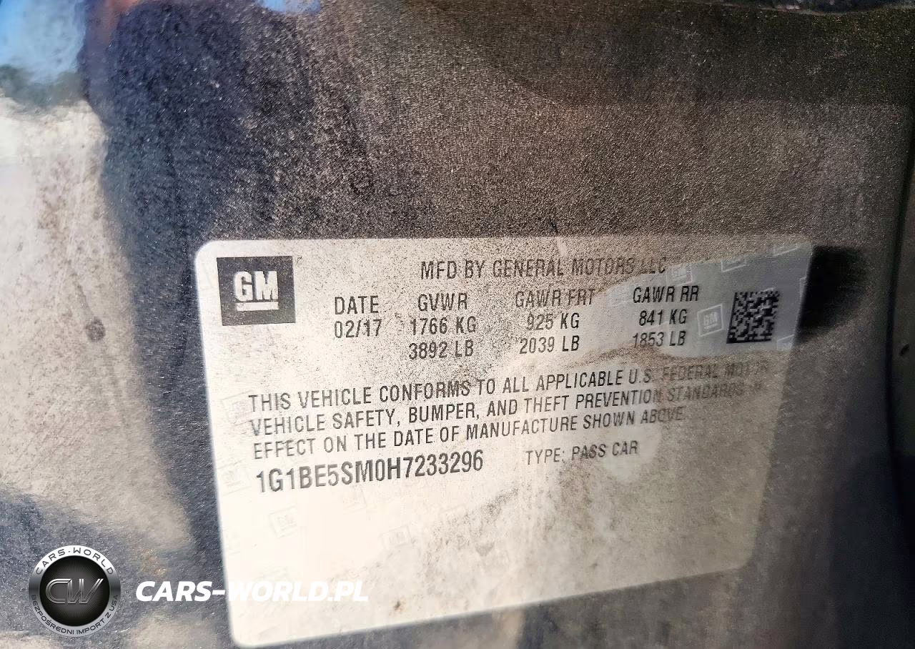 2017 Chevrolet Cruze Lt VIN:1G1BE5SM0H7233296 - 12