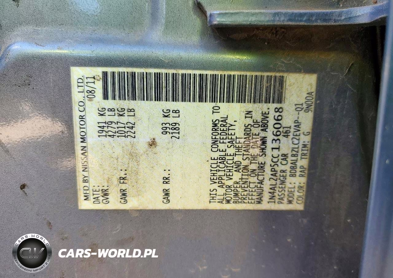 2012 Nissan Altima 2.5 VIN:1N4AL2AP5CC136068 - 13