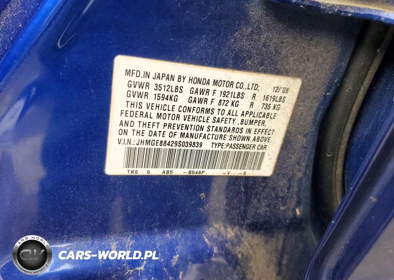 2009 Honda Fit Sport VIN:JHMGE88429S039839 - 12