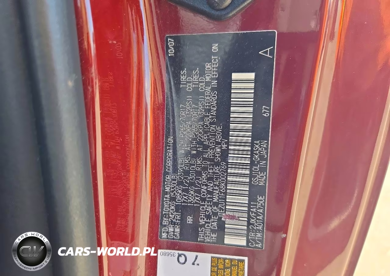 2008 Toyota Fj Cruiser Base VIN:JTEZU11F68K002769 - 13