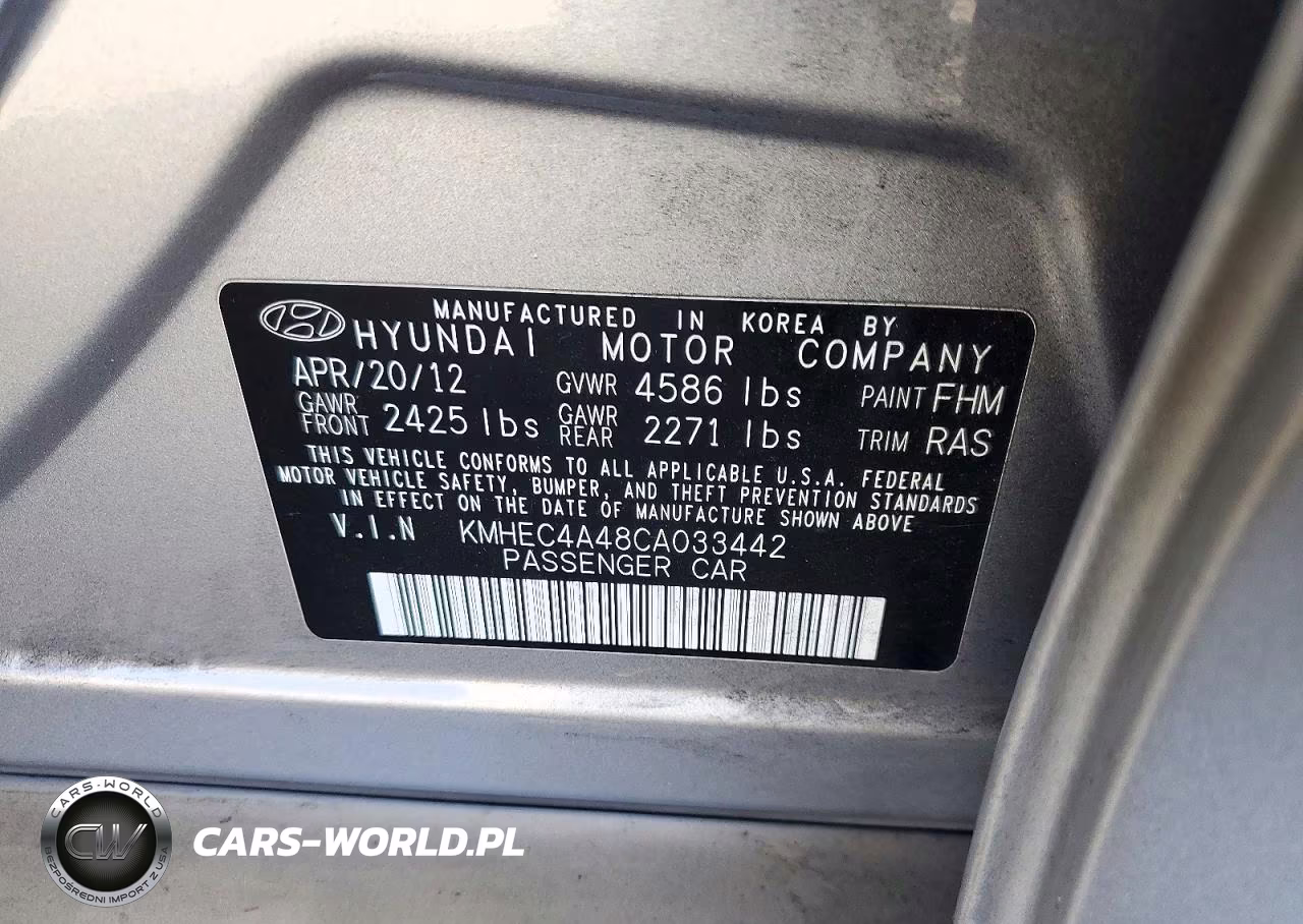 2012 Hyundai Sonata Hybrid VIN:KMHEC4A48CA033442 - 12