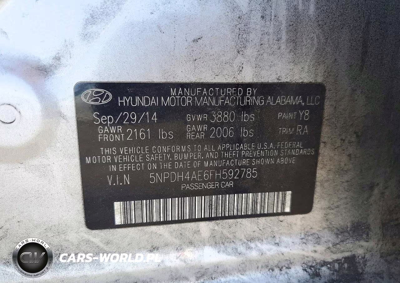 2015 Hyundai Elantra Se VIN:5NPDH4AE6FH592785 - 12