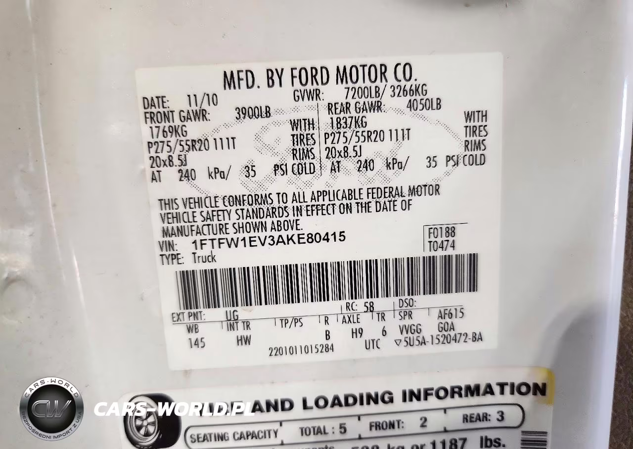 2010 Ford F150 Supercrew VIN:1FTFW1EV3AKE80415 - 12