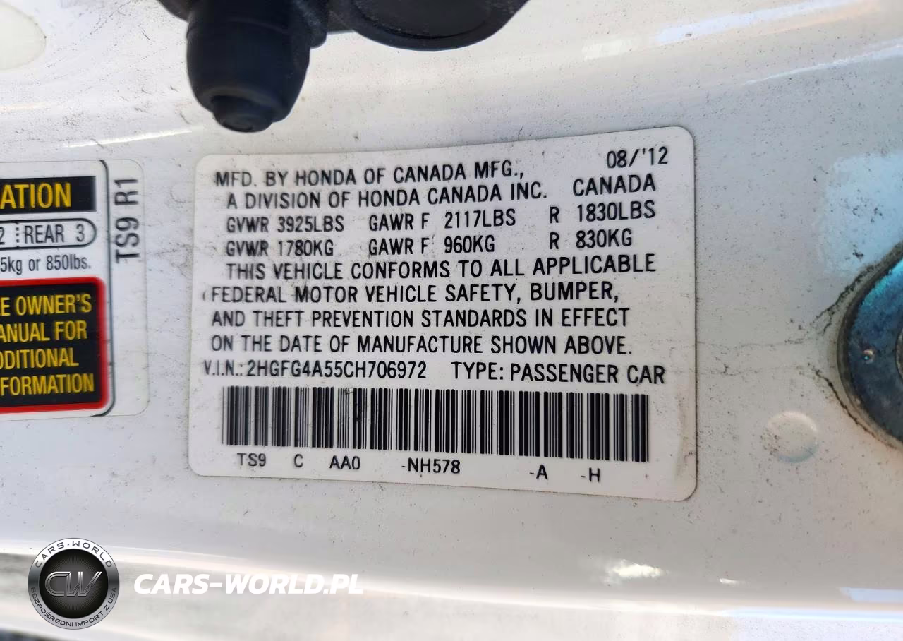 2012 Honda Civic Si VIN:2HGFG4A55CH706972 - 13