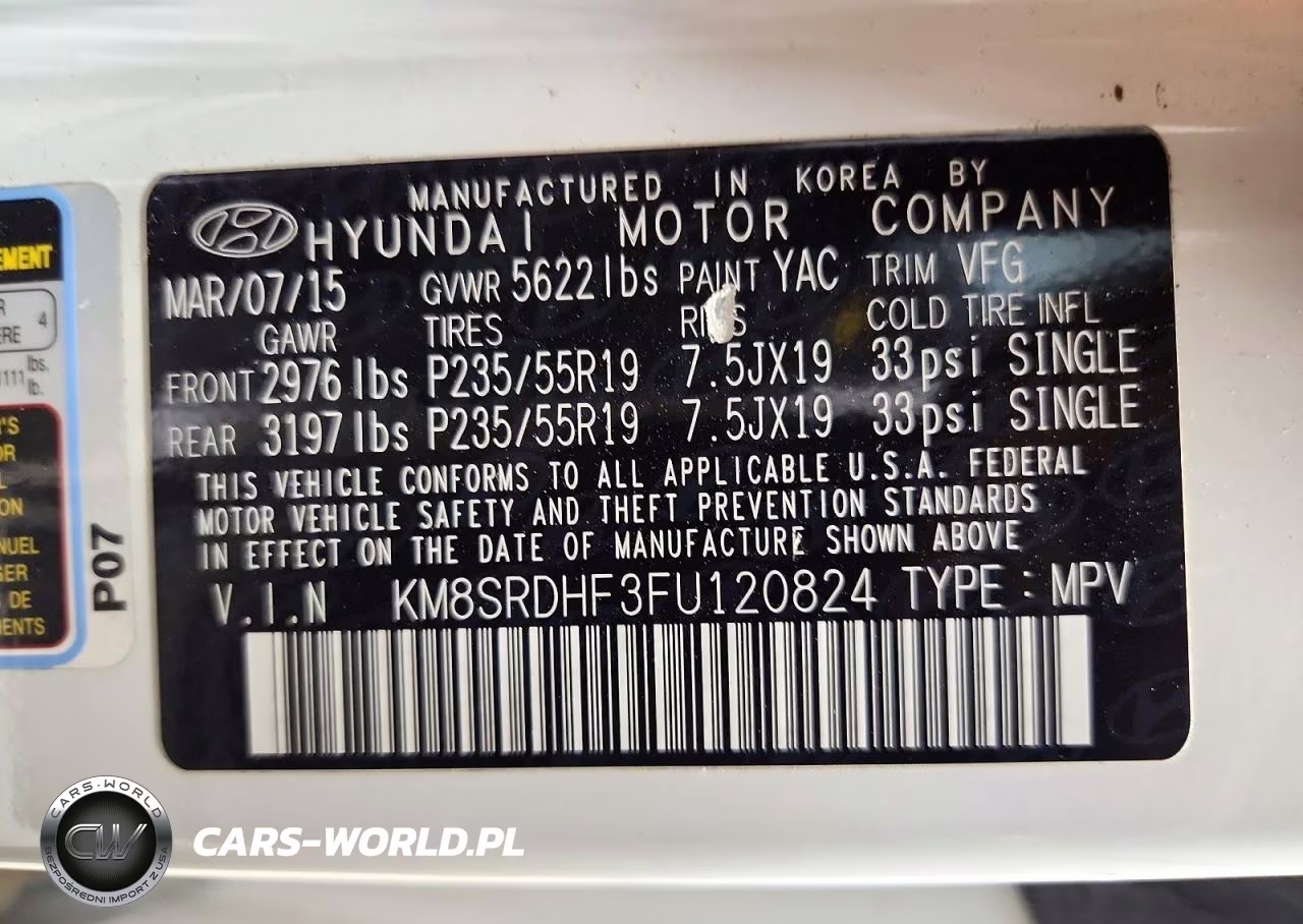 2015 Hyundai Santa Fe Limited VIN:KM8SRDHF3FU120824 - 14