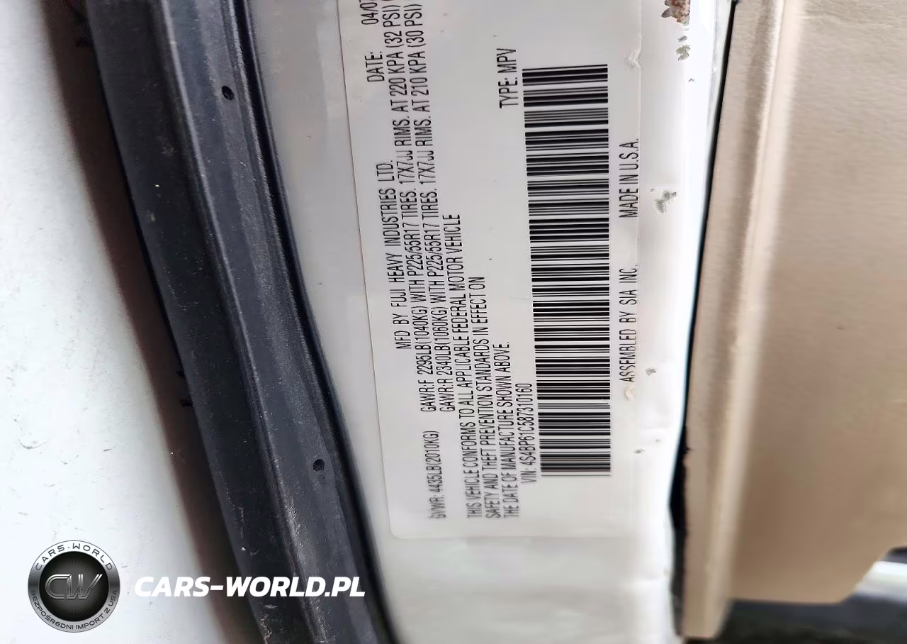 2008 Subaru Outback 2.5I VIN:4S4BP61C587310160 - 12