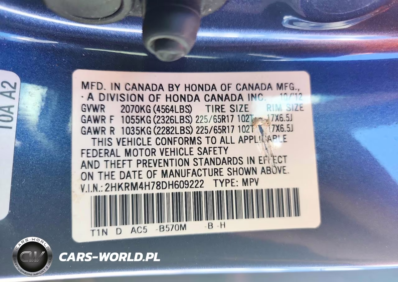 2013 Honda Cr-V Exl VIN:2HKRM4H78DH609222 - 14