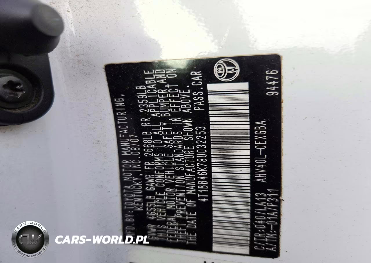 2008 Toyota Camry Hybrid VIN:4T1BB46K78U032253 - 12