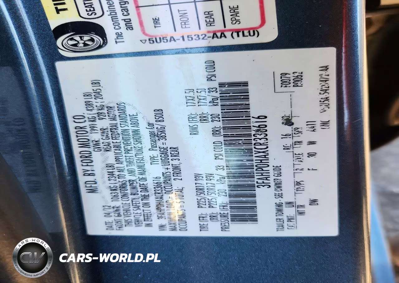 2012 Ford Fusion Se VIN:3FAHP0HAXCR336616 - 12