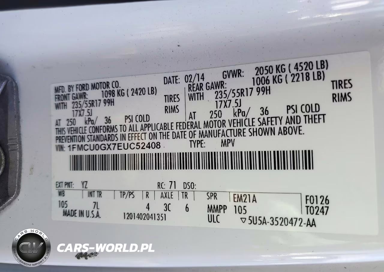 2014 Ford Escape Se VIN:1FMCU0GX7EUC52408 - 12