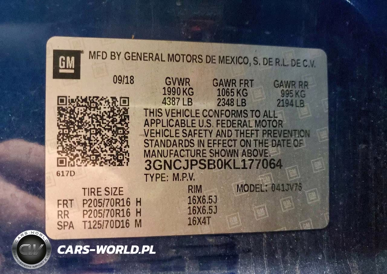 2019 Chevrolet Trax 1Lt VIN:3GNCJPSB0KL177064 - 12