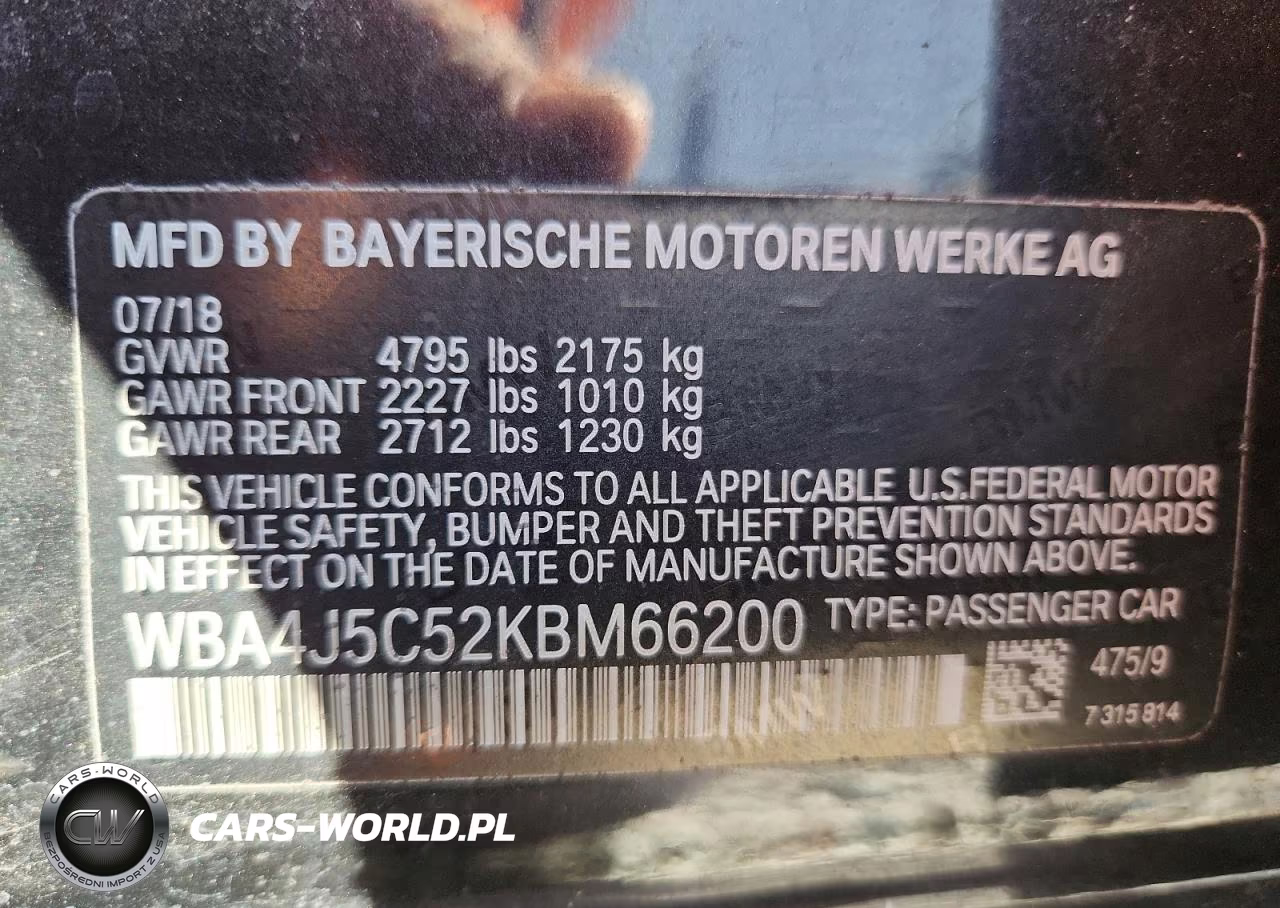 2019 BMW 440I Gran Coupe VIN:WBA4J5C52KBM66200 - 12