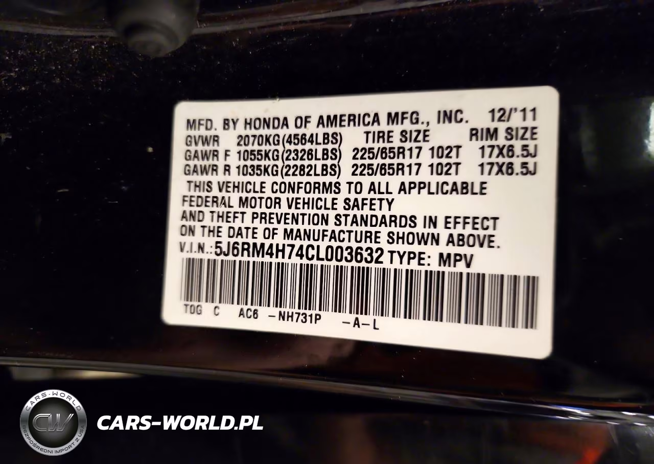 2012 Honda Cr-V Exl VIN:5J6RM4H74CL003632 - 13