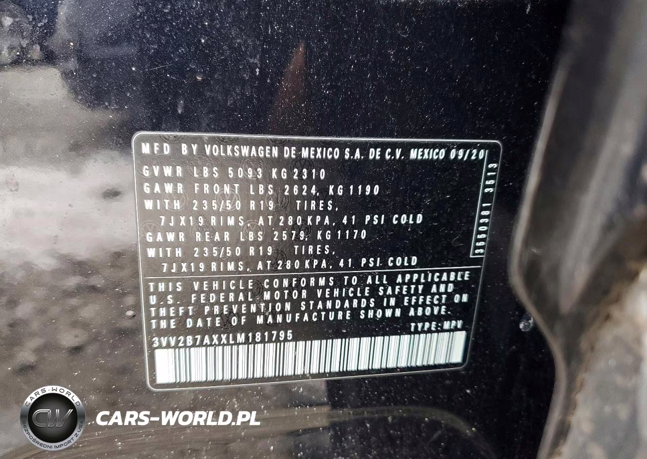 2020 Volkswagen Tiguan Se VIN:3VV2B7AXXLM181795 - 13