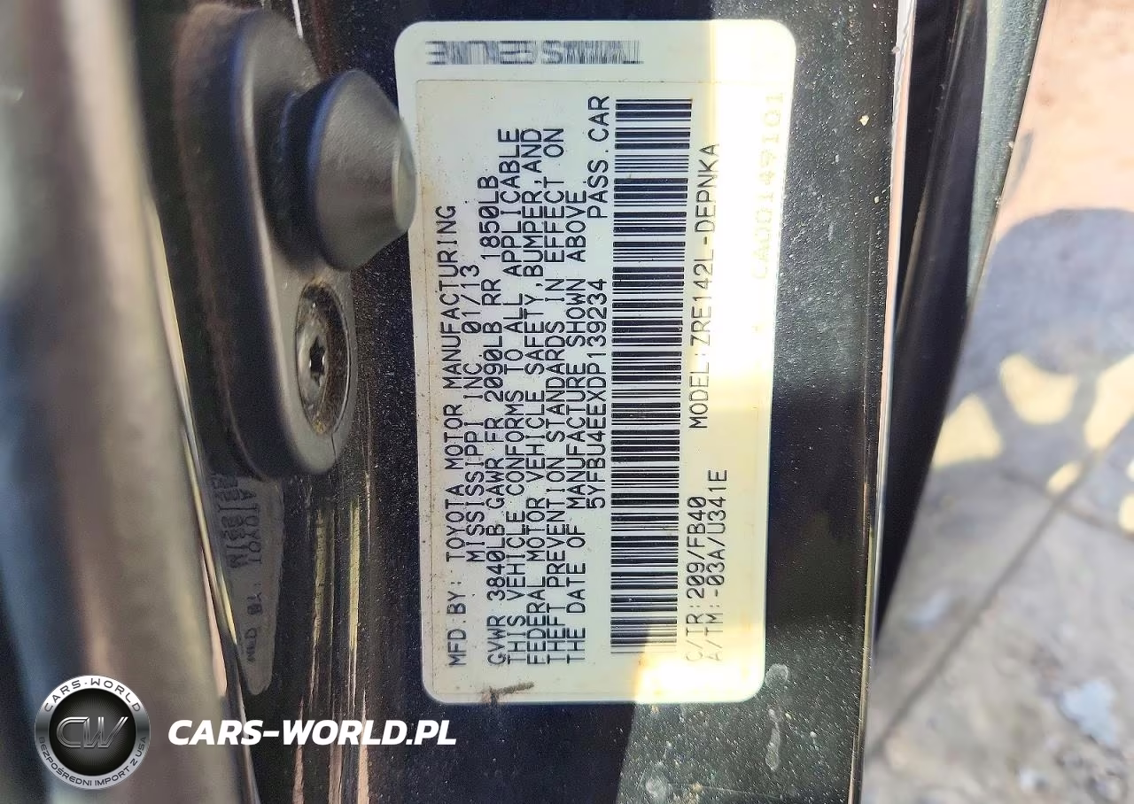 2013 Toyota Corolla Le VIN:5YFBU4EEXDP139234 - 12
