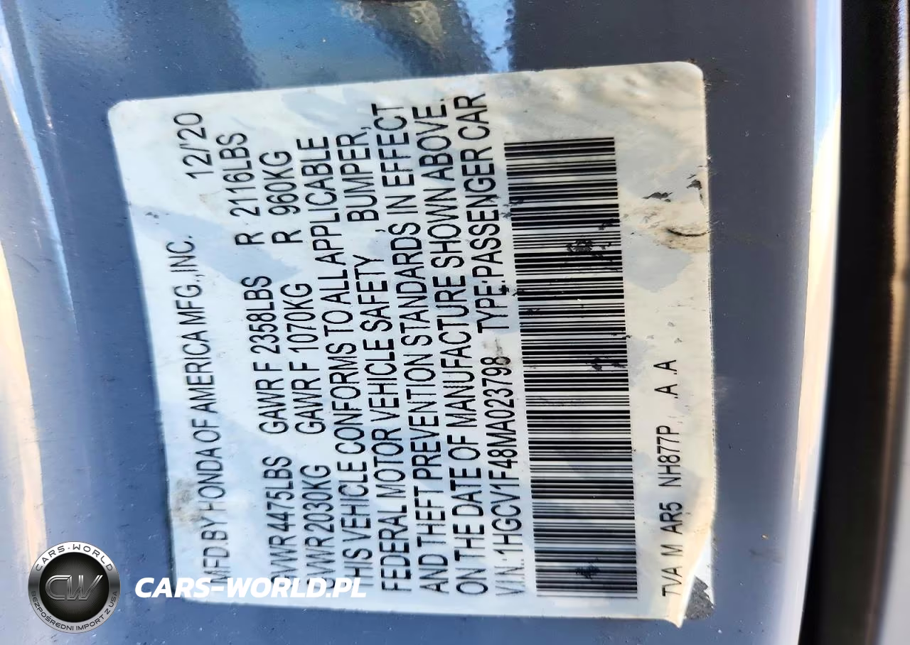 2021 Honda Accord Sport Se VIN:1HGCV1F48MA023798 - 13