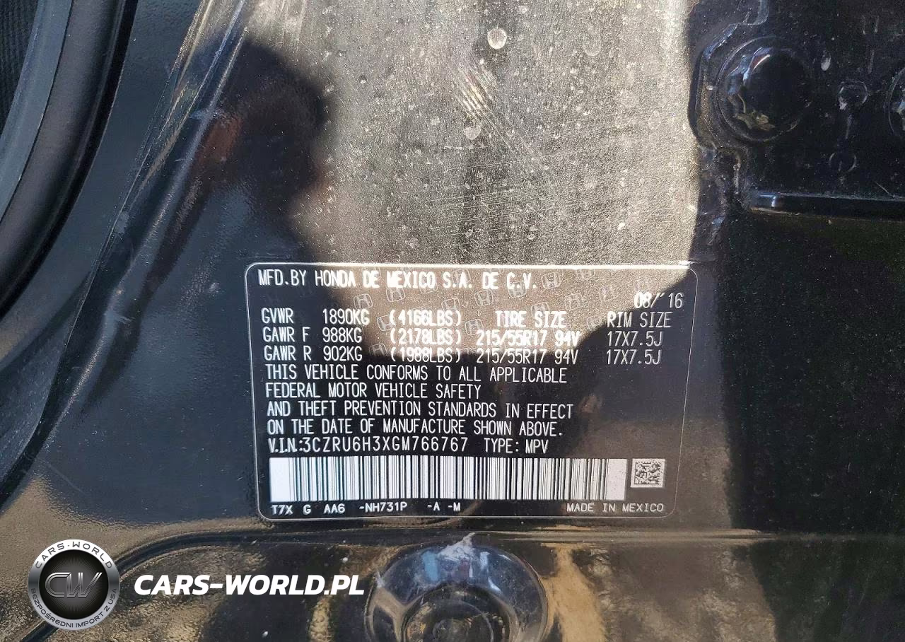 2016 Honda Hr-V Lx VIN:3CZRU6H3XGM766767 - 13