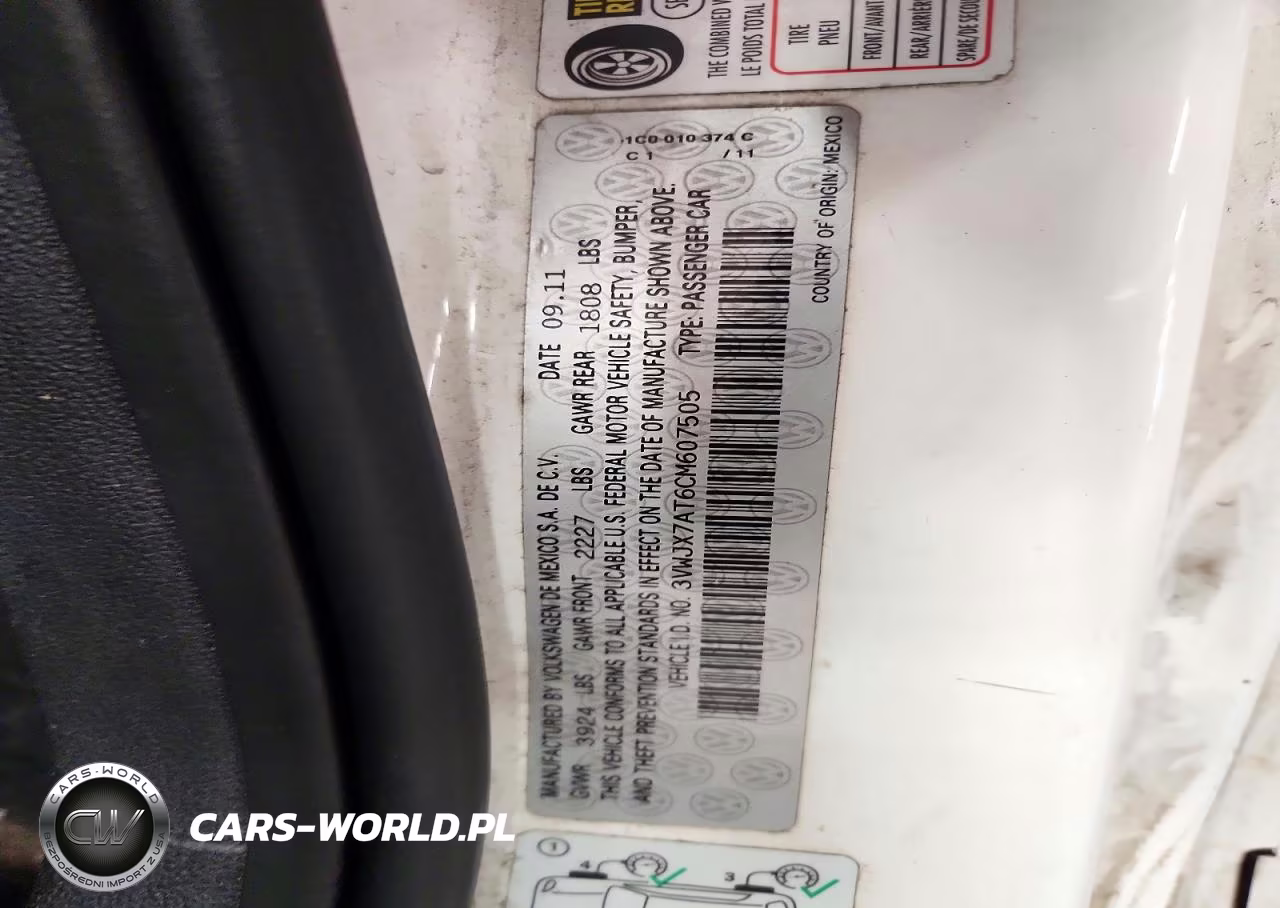 2012 Volkswagen Beetle VIN:3VWJX7AT6CM607505 - 12