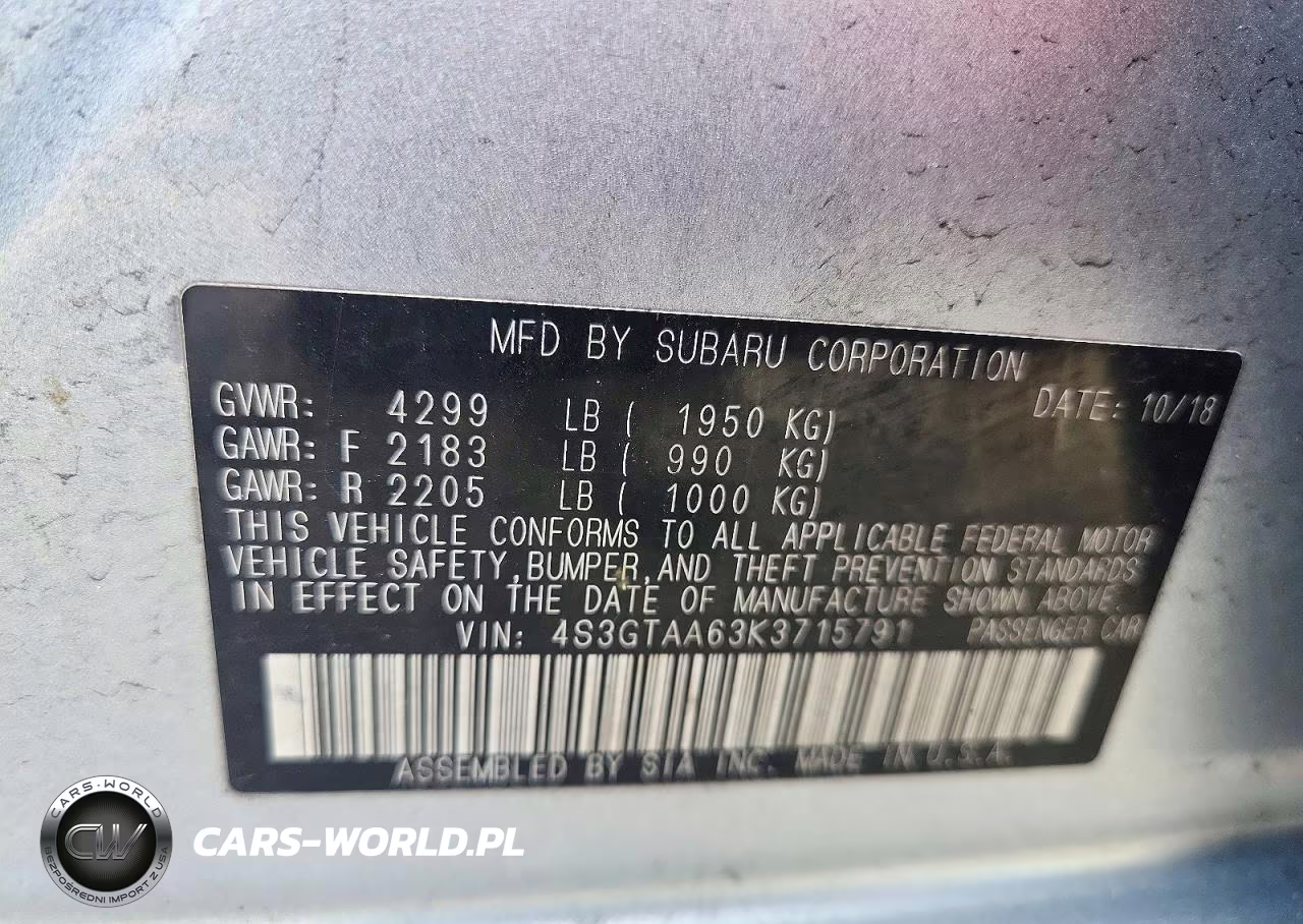 2019 Subaru Impreza VIN:4S3GTAA63K3715791 - 13