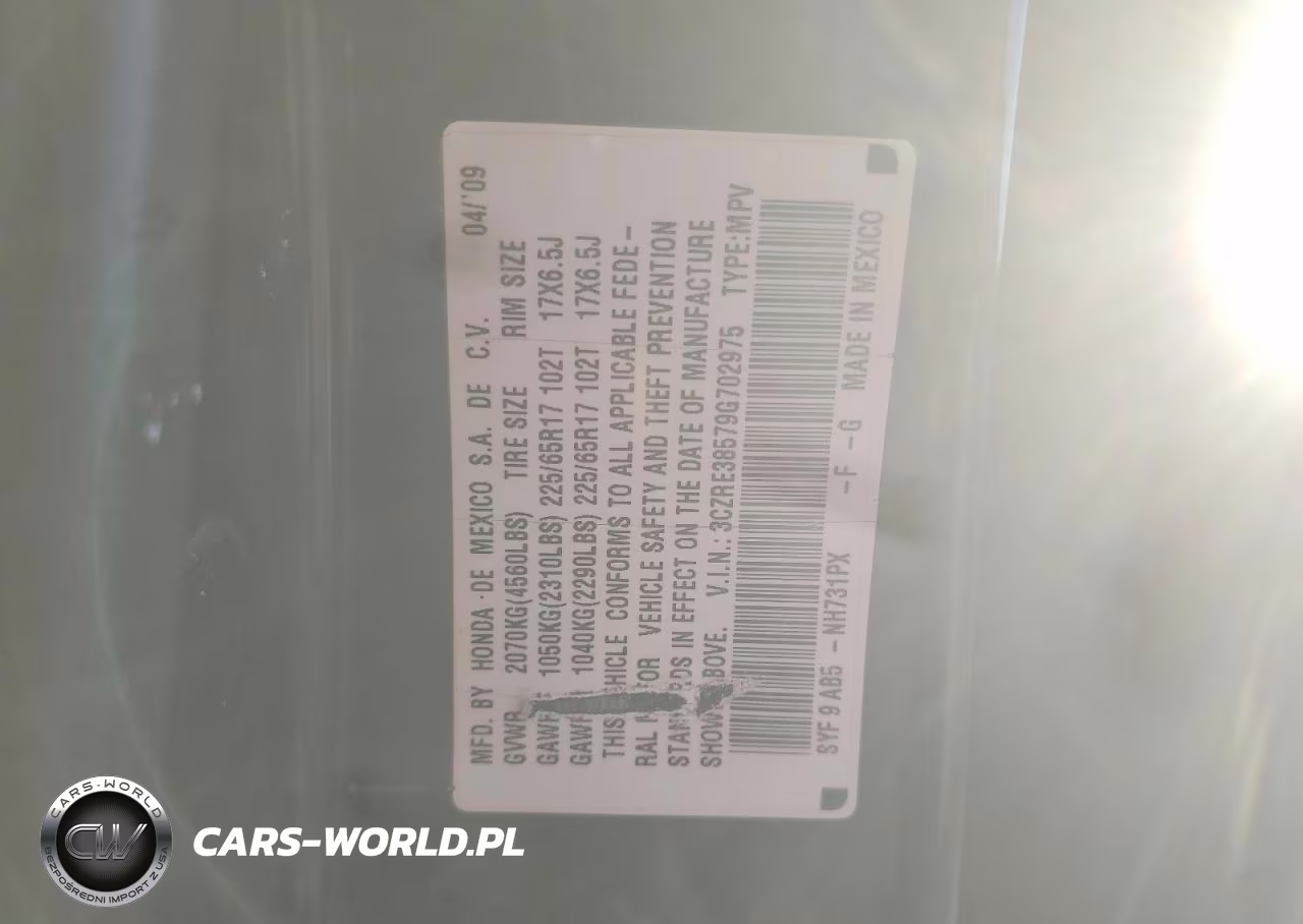 2009 Honda Cr-V Ex VIN:3CZRE38579G702975 - 13